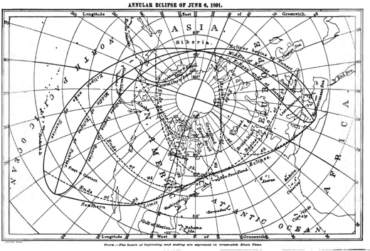 Ringförmige Sonnenfinsternis am 06.06.1891
