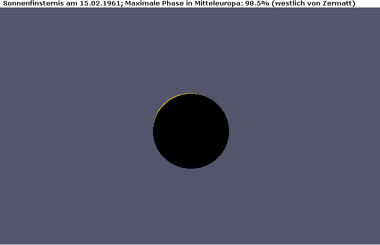 Maximum der Sonnenfinsternis am 15.02.1961 bei Zermatt