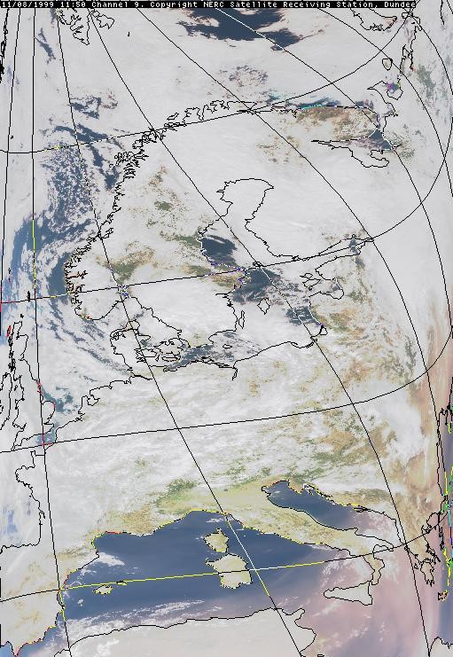 Satellitenbild vom 11.08.1999, 11.50 UT