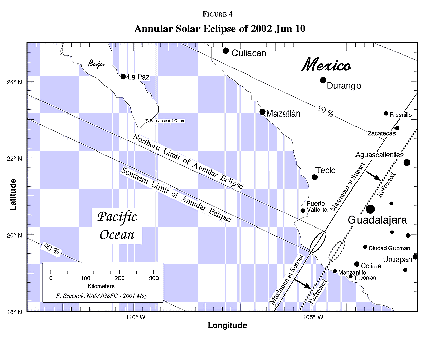 Verlauf der Zentralzone am 10.06.2002 in Mexiko