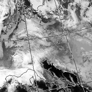 Bewölkung &uumL;ber Mitteleuropa am 04.01.2011 um 07.30 MEZ