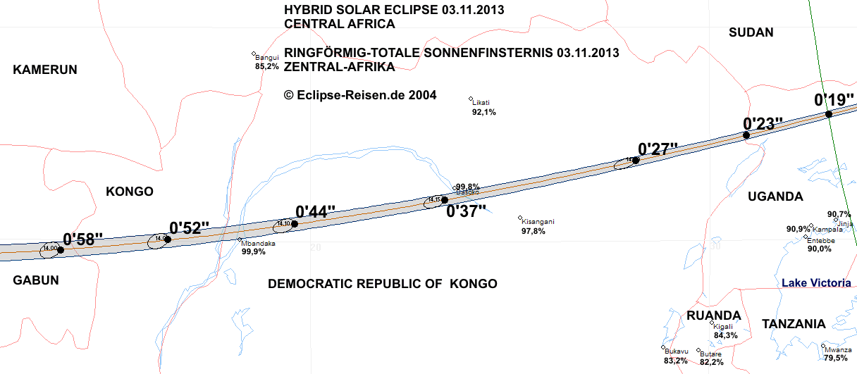 Verlauf der Zentralzone in Zentralafrika