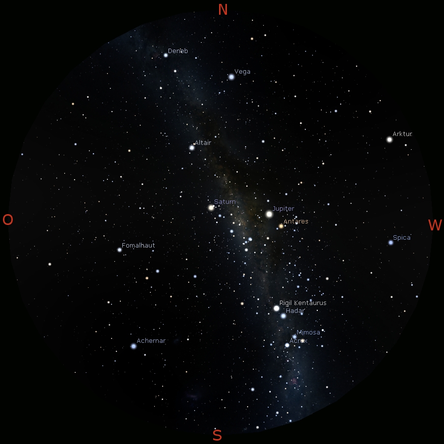Nachthimmel über La Serena Anfang Juli 2019 um 01.00 Uhr Ortszeit
