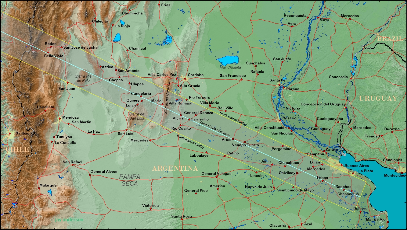 Verlauf der Zentralzone am 02.07.2019 durch Argentinien