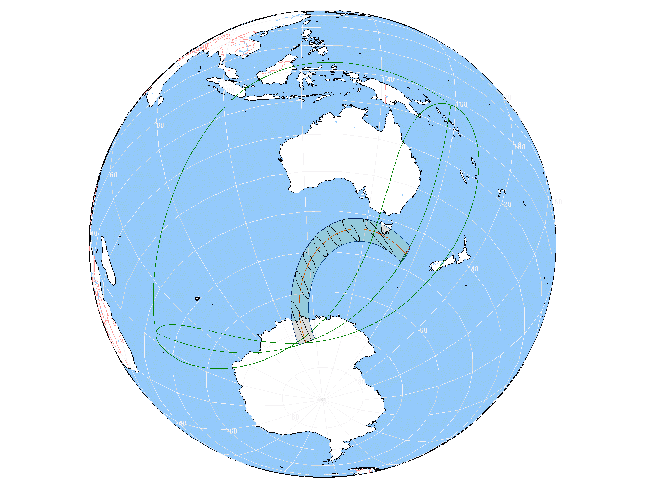 Zentralzone der Totalen Sonnenfinsternis am 09.05.1910