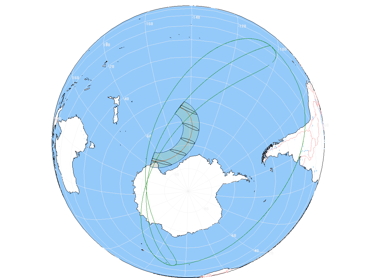 Zentralzone der Totalen Sonnenfinsternis am 12.11.1985