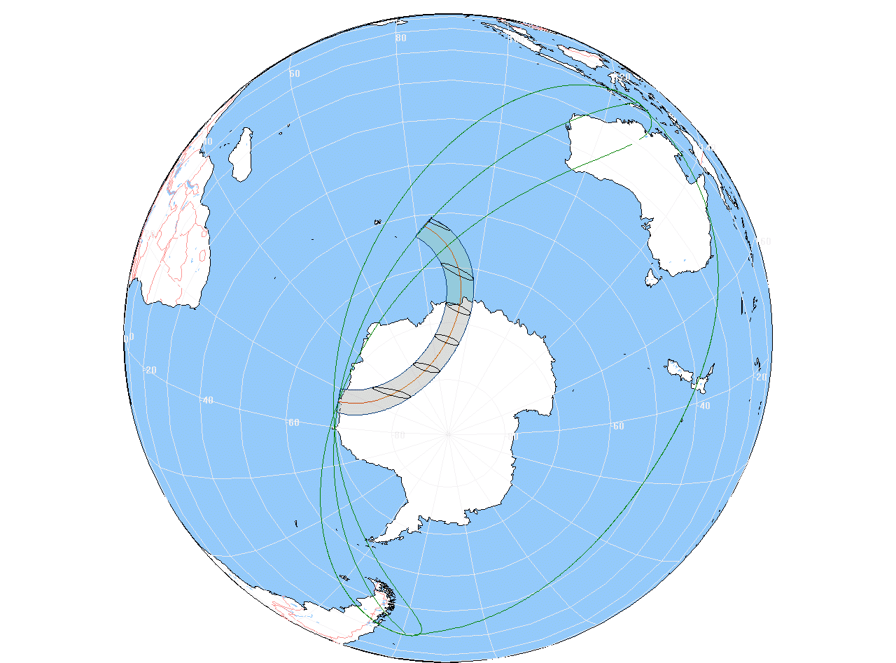 Zentralzone der Totalen Sonnenfinsternis am 23.11.2003