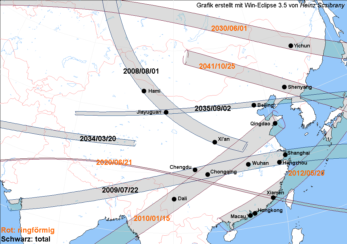 Sonnenfinsternisse in China
